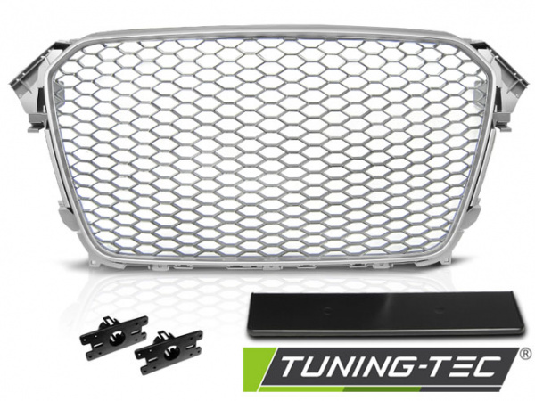 Upgrade Sportgrill / Kühlergrill für Audi A4 B8 (8K) Facelift 11-15 silber in Wabendesign